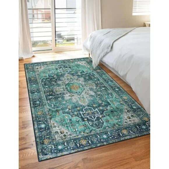 New 3x5 Ultra-Thin Vintage Rug, Washable Non-Slip Carpet for Home, Room & Entry