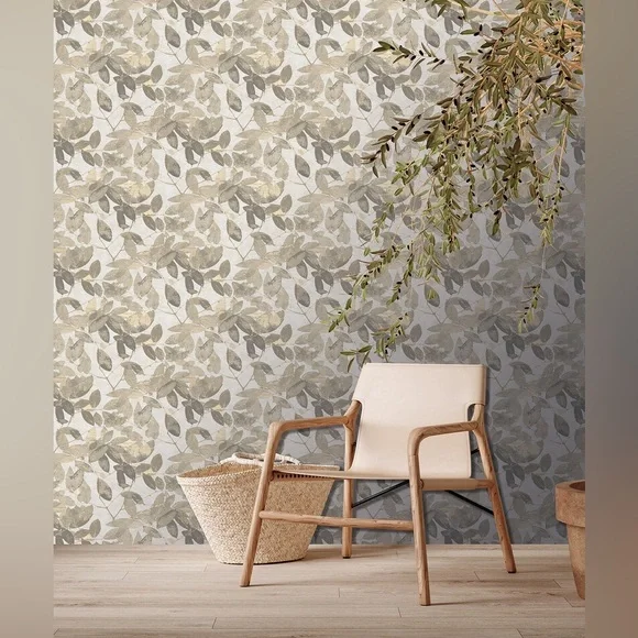 NEW Herbarium Beech Tree Leaves Botanical Textured Wallpaper (2 rolls)