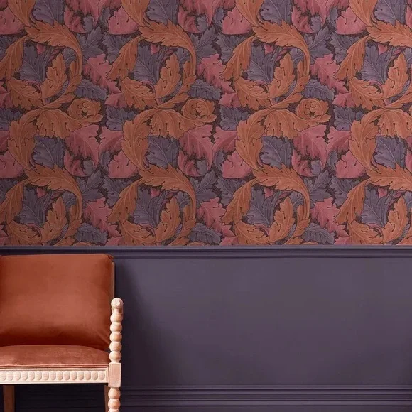 NEW William Morris Acanthus Plum Wallpaper (1 roll)