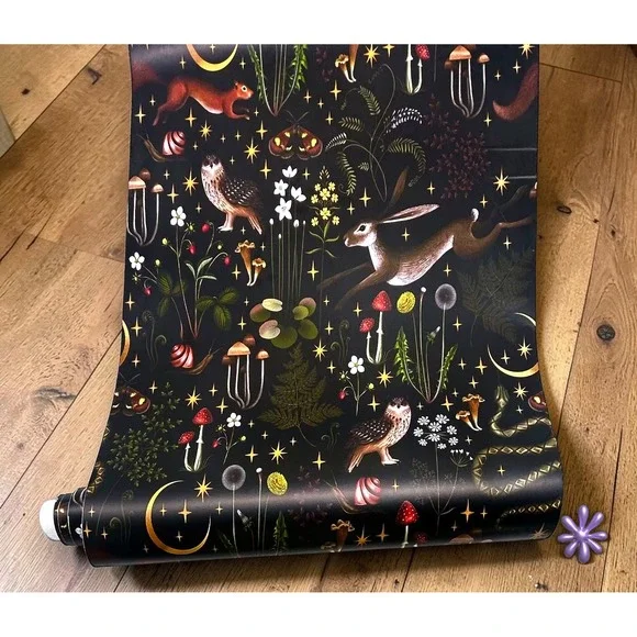 FUNLIFE Woodland Forest Animals Mushroom Cottagecore‎ Wallpaper Peel Stick Decor