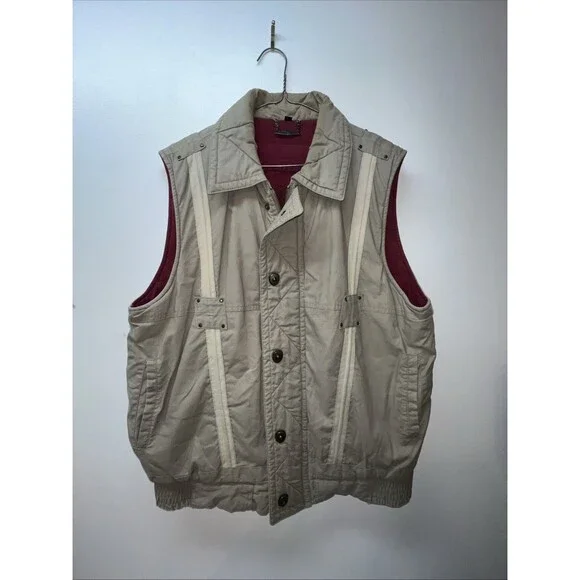 Expeditions Safari Vest Men's Large Tan Canvas Hunting Fleece‎ Lined Vintage