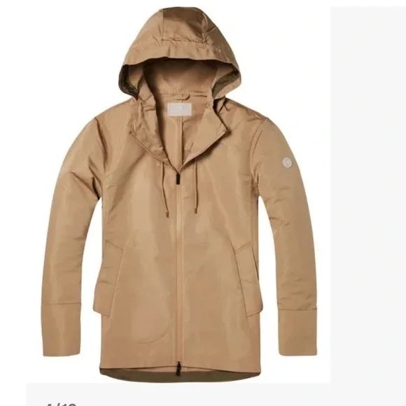 Scotch & Soda Beige Hooded Tech Rain Jacket