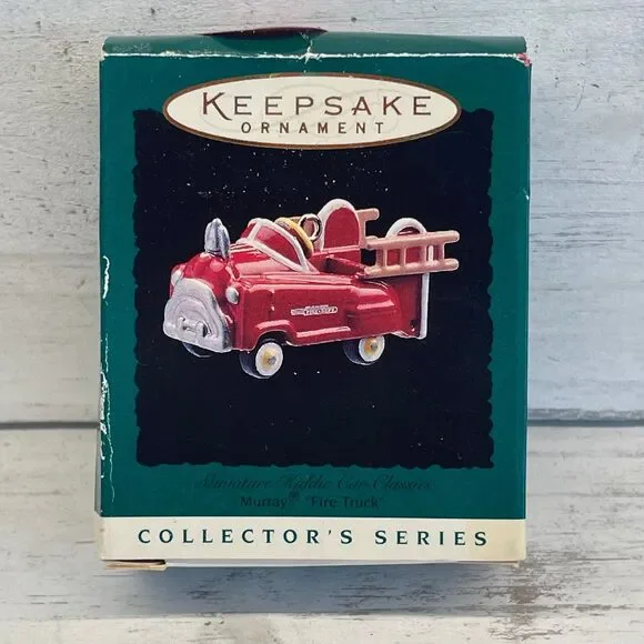 1996 Hallmark Miniature Fire Engine No. 1 Ornament - Cast Metal - Fire Truck Box