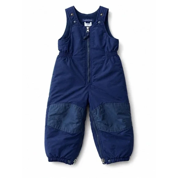 Lands End Kids Navy Blue Insulated Snow Bib Overalls Toddler Size 3t Zip Around