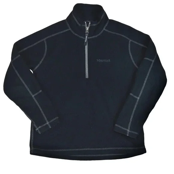 MARMOT || Kid's Fleece Quarter Zip Black Jacket Pullover Mock Neck Outdoors M