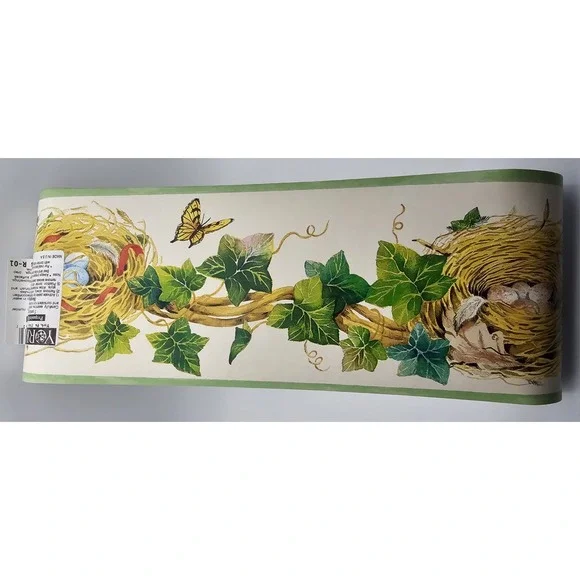 Vintage YORK Brand Prepasted Decorative Wall Border Bird Nest Ivy Butterfly Lot‎