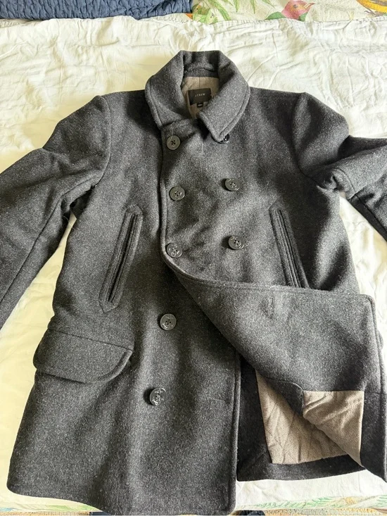 J. Crew Charcoal Double-Breasted Wool Peacoat