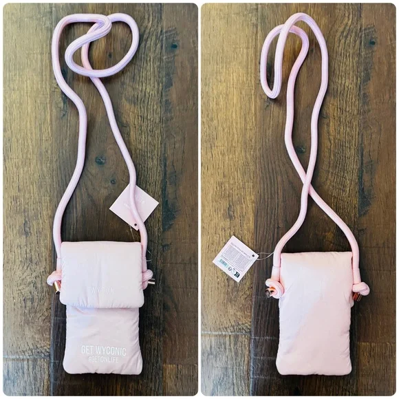 Bubble gum Pink padded phone bag with shoulder strap, NWT