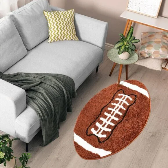 New 32 x 20In Football Rug, Non-Slip Microfiber Aesthetic for Entry & Home Decor