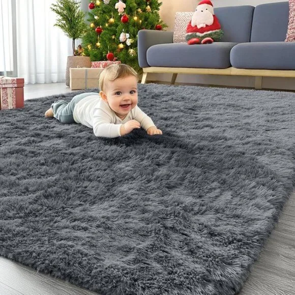 New Machine Washable 4x5.9 Area Rug, Soft Fluffy Shaggy Carpet for Living Room