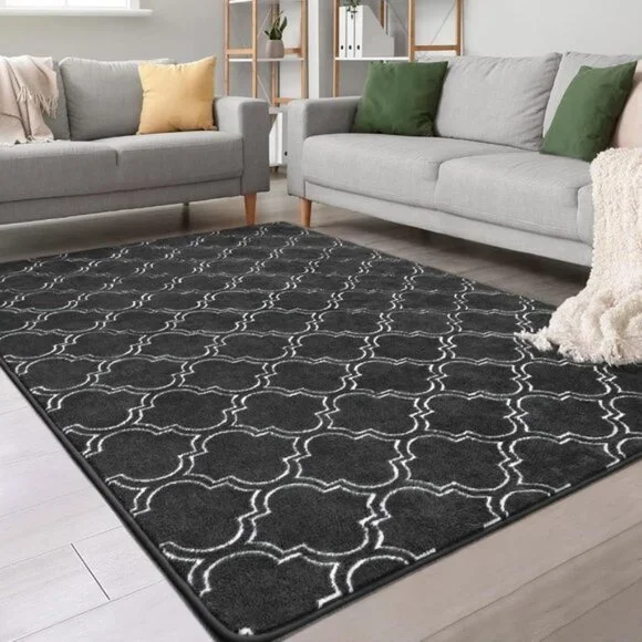 New Shag Geometric 4x6 Area Rug, Fluffy Foam Carpet for Home or Room Decor
