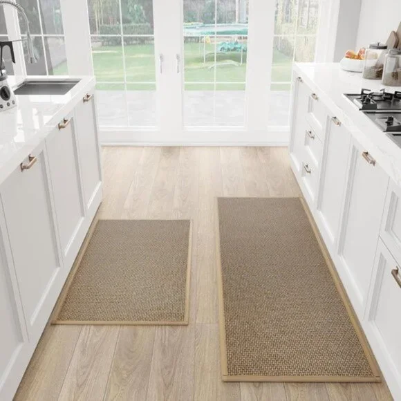 New Kitchen Mat Set of 2, Non-Slip Absorbent Cushioned Rugs for Kitchen & Office