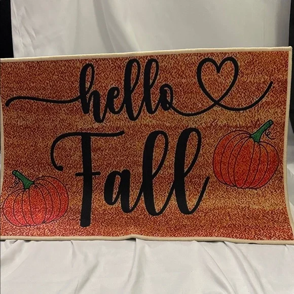 Hello Fall Doormat - Orange and Black