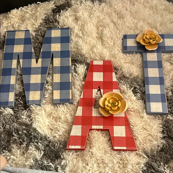 Ashland Plaid Letter Decor - Blue and Red
