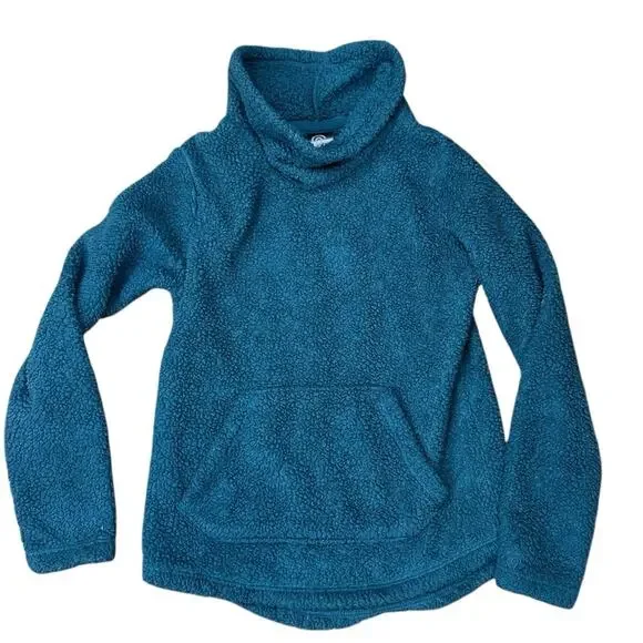 C9 Champion Fleece Sweatshirt Teal Small 6-7 Mock Neck Kangaroo Pocket