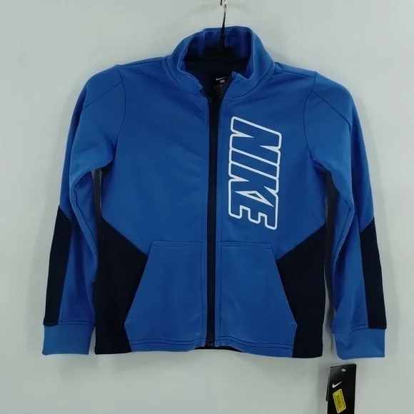 Nike full zip jacket two tone blue long sleeve size 5 small pockets lightweight