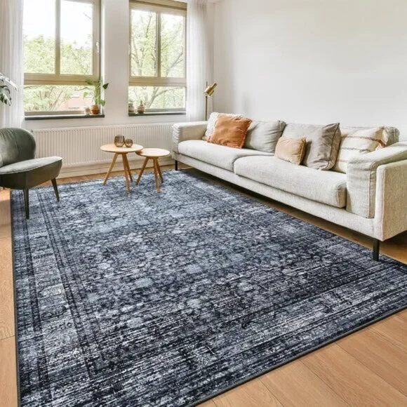New 6x9 Washable Area Rug – Vintage Floral Retro Accent Rug for Living Room