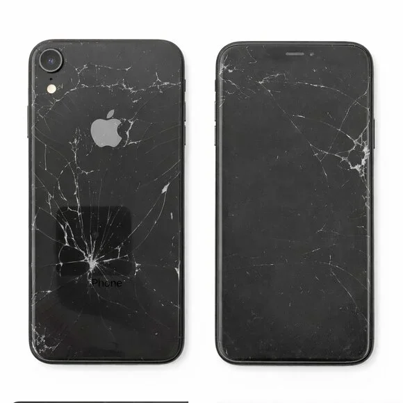iPhone XR 64GB Black Cracked Screen/Back LCD Issue Untested For Parts/Repair