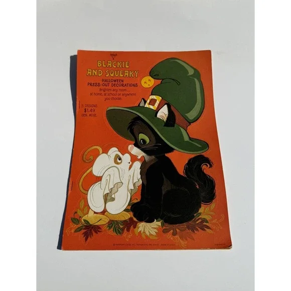 Vintage Halloween Die Cuts Blackie & Squeaky Hallmark Halloween 1970s Unpunched
