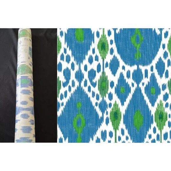 Gaston Y Daniela Wallpaper Libreria Ikat Azul GDW-5446-002 27.5 in X 32.8 ft NEW
