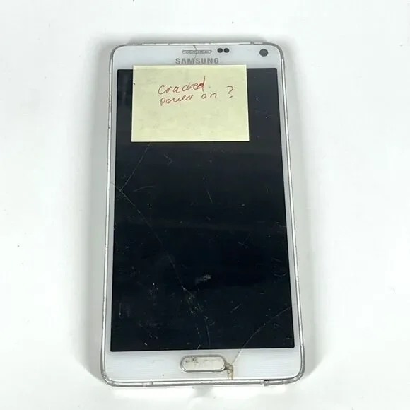 Samsung Galaxy Note 4 (SM-N910) 32gb White - Bad Screen - POWERS ON - FOR PARTS
