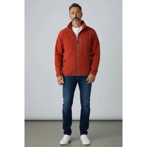 Duluth Trading Co Fleece Zip Up Jacket Mens Size XL Red Outdoor Work Chore Coat