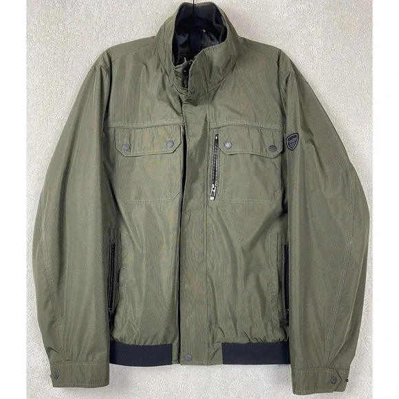 Calvin Klein Bomber Jacket Men's Large Olive Green Water Resistant Softshell
