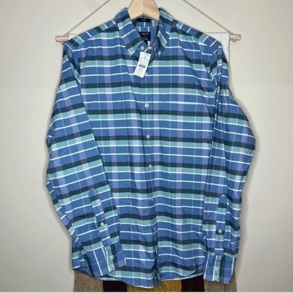 J. Crew Plaid Slim Flex Oxford Button Down Shirt Small