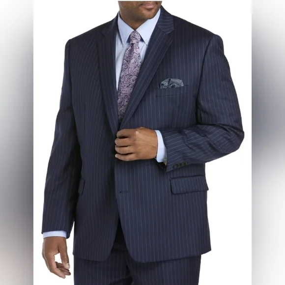 Ralph Lauren Men’s 40R Navy Pinstripe Wool Blazer – Classic Fit