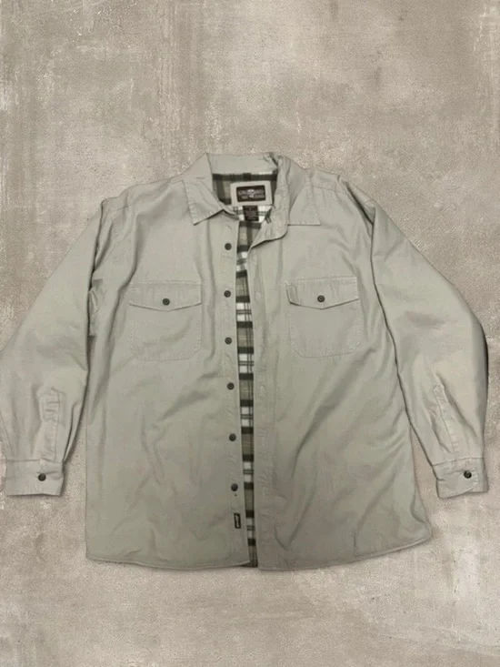 Levi’s Flannel Lined Button Up Jacket XL Tan Work Shirt Coat