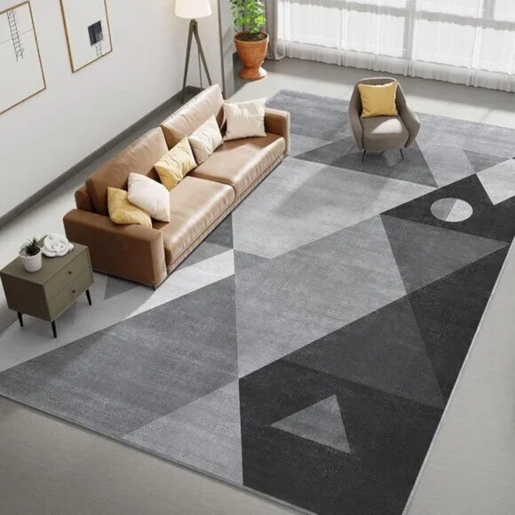 New 5x7 Modern Washable Rug, Soft Non-Slip Geometric Carpet for Home & Office
