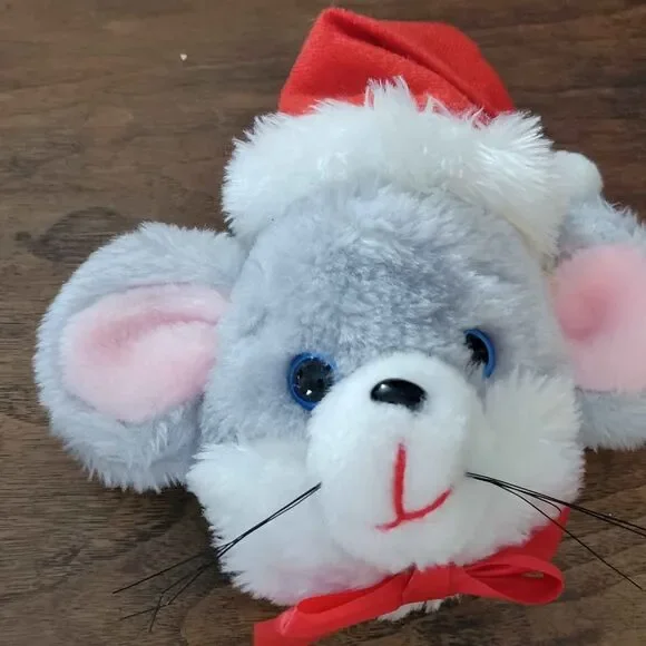 Vintage 1986 Christmas Mouse Doorknob Plush Cover House of Lloyd READ DESCRIPTIO