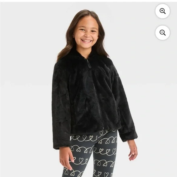 Cat & Jack Black Faux Fur Jacket