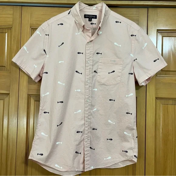 J. Crew Mercantile Flex Fish Bones Blush Shirt Size Medium