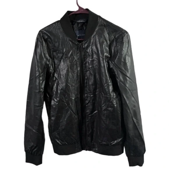 NWOT Zara Shiny Bomber Leather Jacket