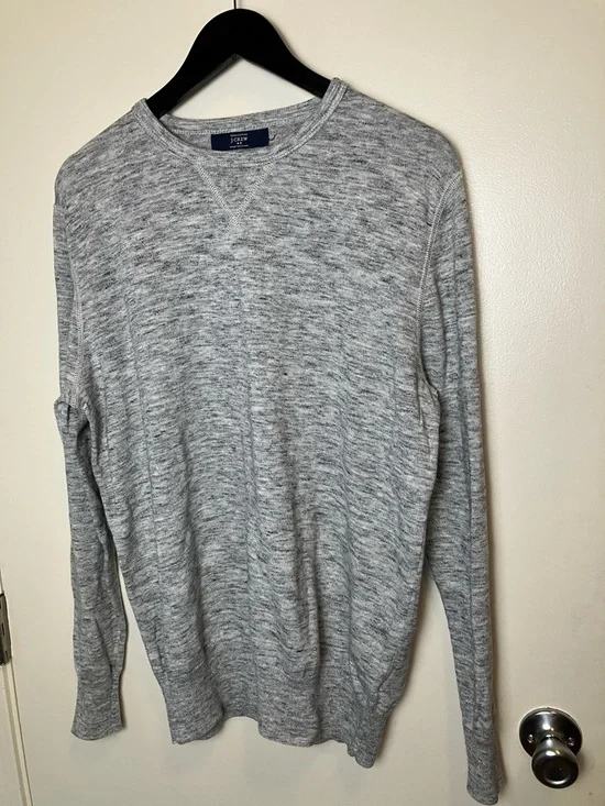 J.Crew Men's Light Grey Cotton Crewneck Sweater XL Minimalist Preppy Classic