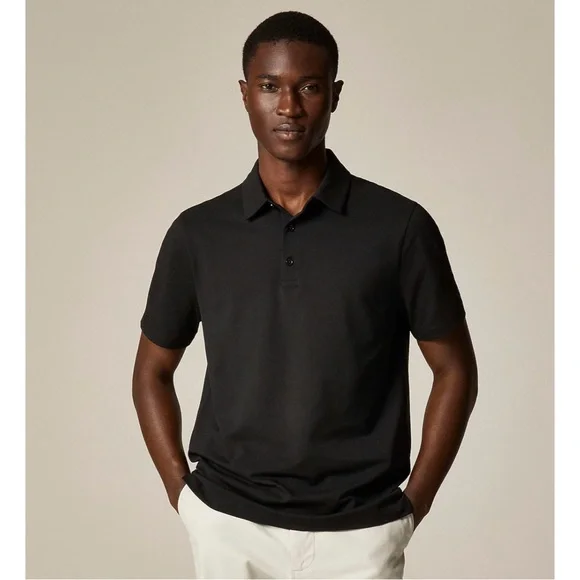 NWT J. Crew Performance Piqué Polo Shirt Short Sleeve Black
