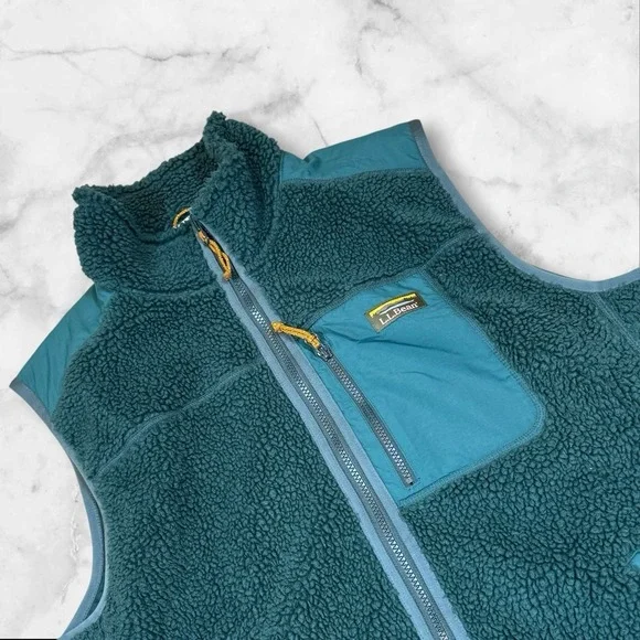 LL Bean Men's Bean's Sherpa Vest Full Zipper Green Size XXL‎