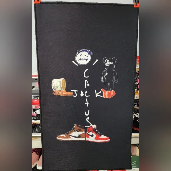 NEW Custom Rug Black Cactus Jack Bearbrick Sneakers