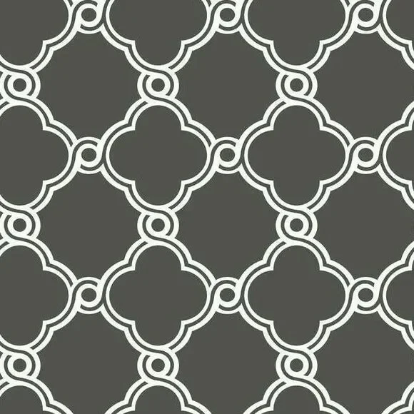 YORK Open Trellis Prepasted Wallpaper 60 sq ft Charcoal Gray White AP7490 NIP