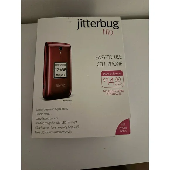 Jitterbug 4043S5RRY Flip Easy-to-Use 4G Prepaid Cell Phone Red