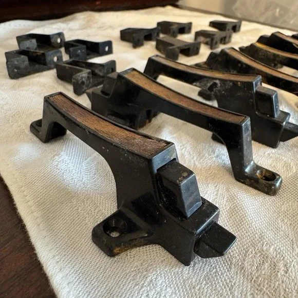 9 Pair - Vintage Door Catch w/ Striker – Brown Plastic