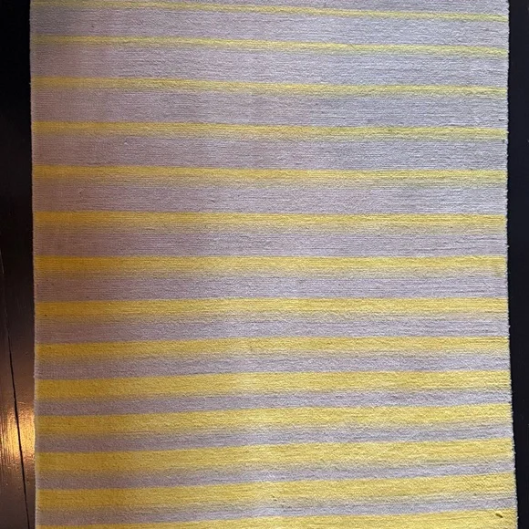 100% Cashmere Yellow and Gray Hand-Knotted Door Mat 20”x29” New Condition