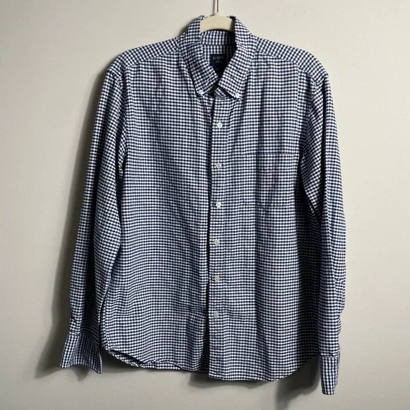 J. Crew Blue and White Checkered Casual Button‎ Down Shirt