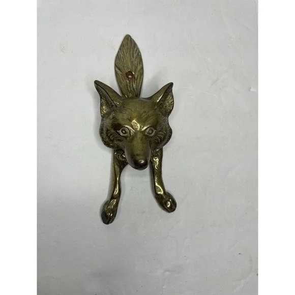 Vintage Antique Brass Fox Door Knocker