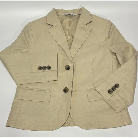 Janie and Jack Blazer Boys 4 Beige Special Occasion Linen Blend Classic Jacket