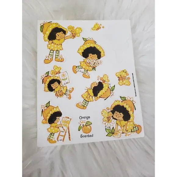 VINTAGE Strawberry Shortcake Orange Blossom Glossy Stickers Sheet‎ Vintage