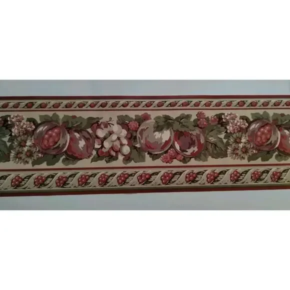 Rosedale Pre-pasted Decorative Wall Border - Fruit Pomegranate Grapes - 5 yds