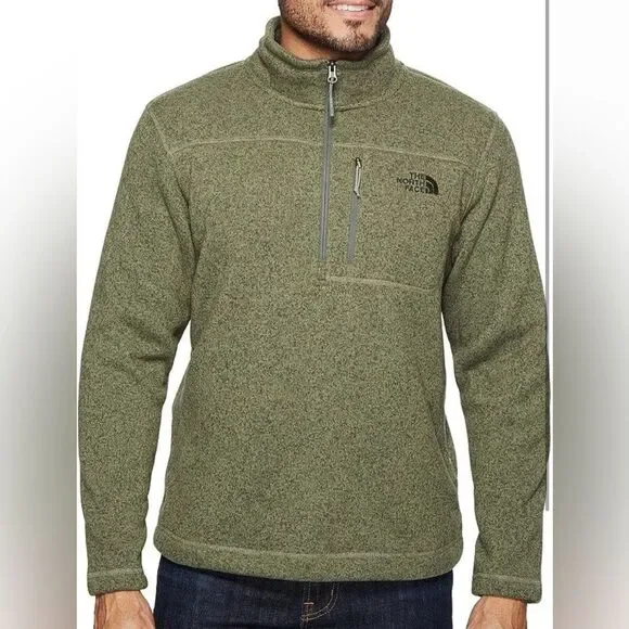 The North Face Men’s Green Fleece Quarter Zip Pullover Jacket