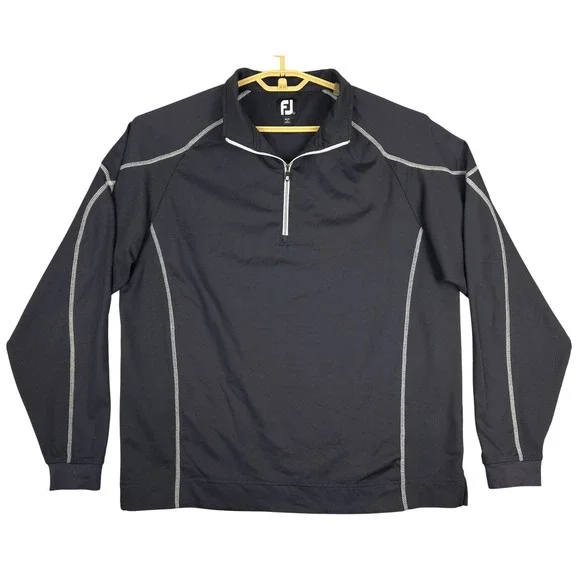 FootJoy FJ‎ Golf Pullover Mens Large Black 1/4 Zip Athletic Performance